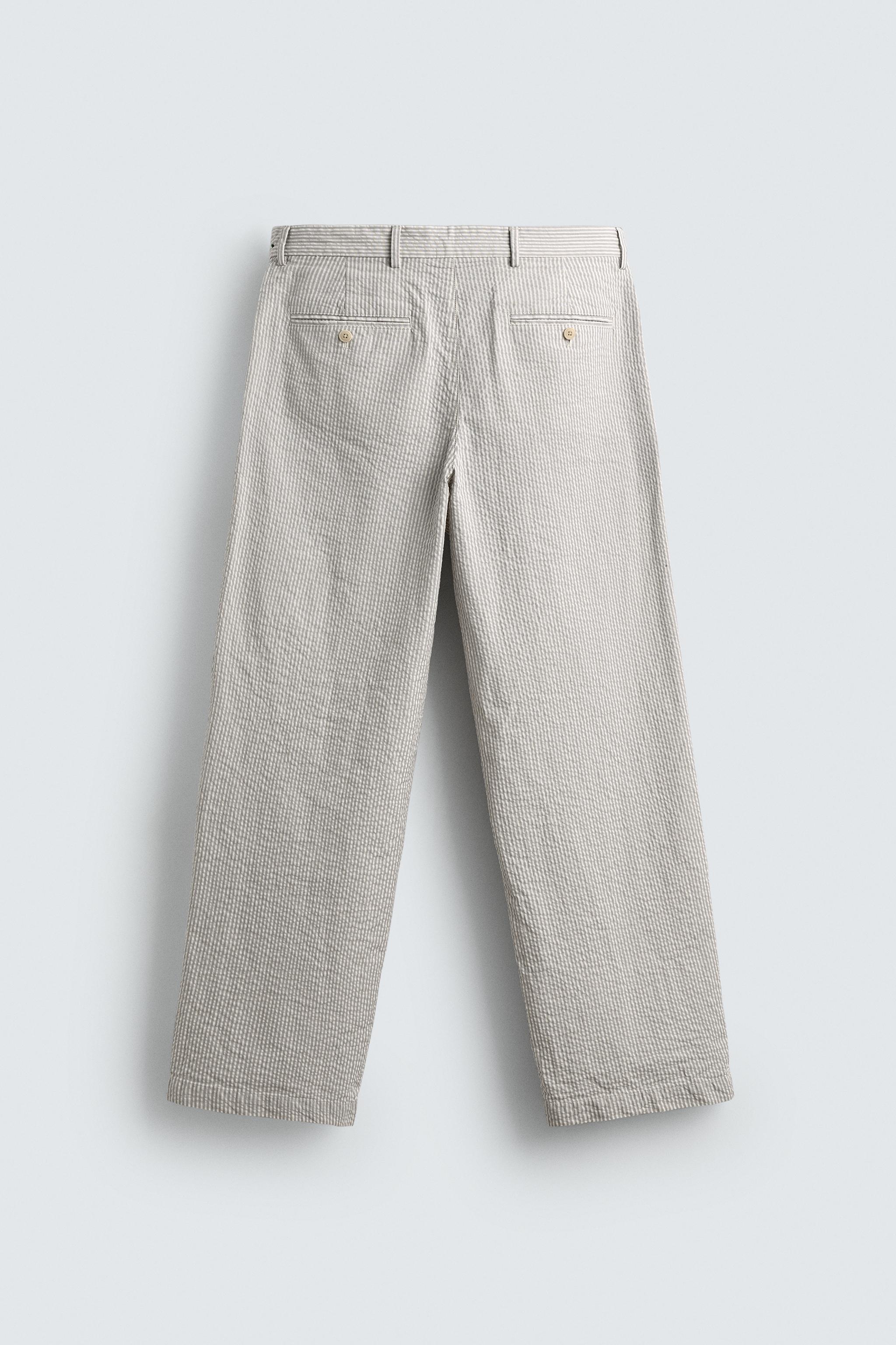 PANTALON STRAIGHT FIT EN SEERSUCKER